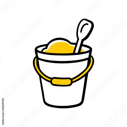 Sand Bucket Icon – Beach Toy Flat Style