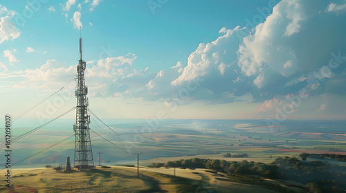 high voltage  transmittrer power lines in the feild