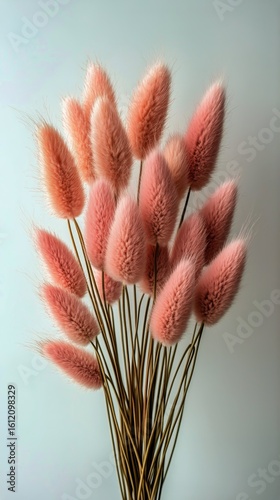 Colorful Pink Dried Flowers Arranged in a Delicate Bouquet on a White Surface.