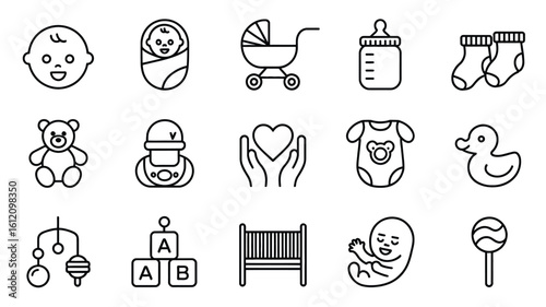 Baby items and symbols infant child