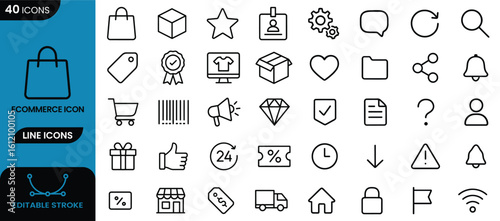 Ecommerce Icon Set Editable Minimalist Vector Line Icons for Web & App UI