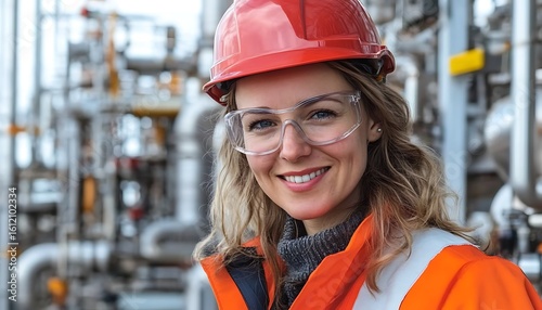 Woman Engineer with Oil Refinery.