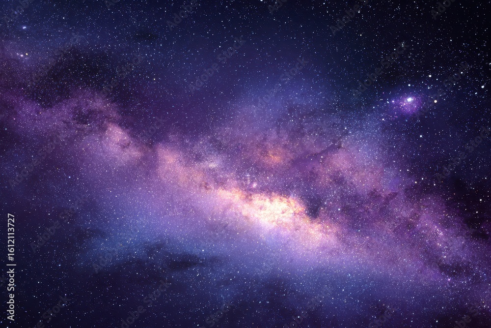 Fototapeta premium Vibrant purple starry space filled with shining stars showcasing a cosmic tapestry of wonder and beauty in the depths of the universe