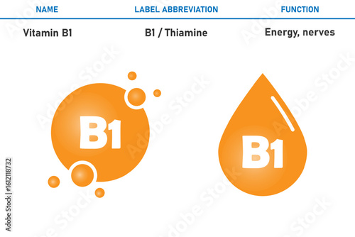 Vitamin B1 Molecule Structure. Thiamine. Vector Illustration Isolated on White Background for Science and Nutrition Concepts