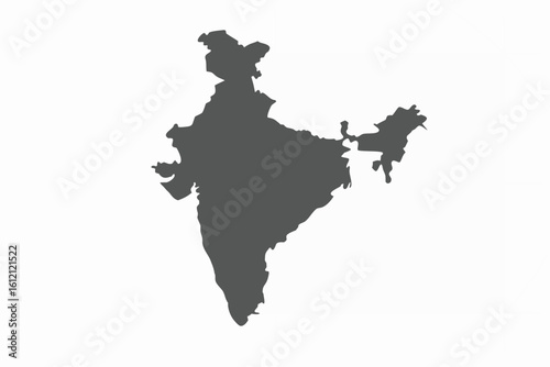 Detailed Map Outline of India in Gray Tones Depicting Geographical Borders and Cultural Significance for Cartography and Educational Materials