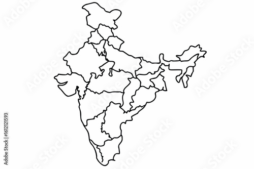 Detailed Outline Map of India Showing States and Territories for Geographic or Educational Purposes in High Resolution