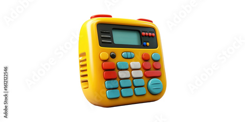 Colorful Toy Calculator For Kids. Educational Learning Tool For Early Math Skills Isolated On Transparent Background