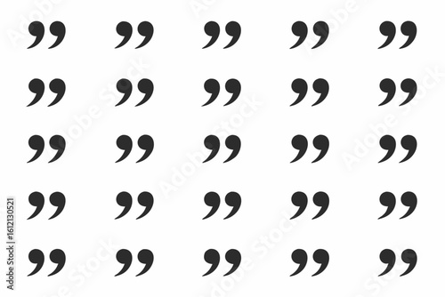 Seamless pattern of quote marks on a white background for textual illustration and editorial use demonstrating speech or reported speech