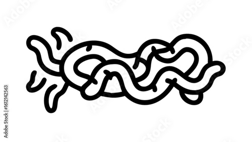 Abstract line art worms doodle vector graphic design illustration black and white squiggles tangle drawing