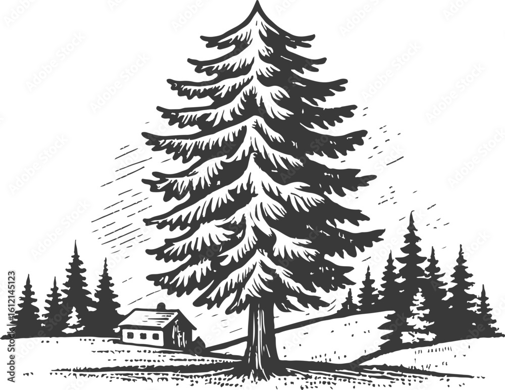 Obraz premium Solitude Beneath the Evergreen