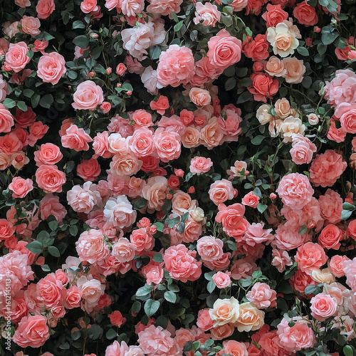 Vibrant Floral Display Featuring Various Shades of Pink Roses in a Lush Arran...