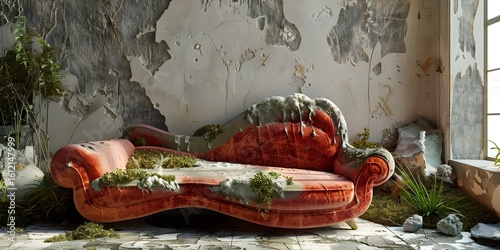 white Living Room with A colorful Couch Background
 ai