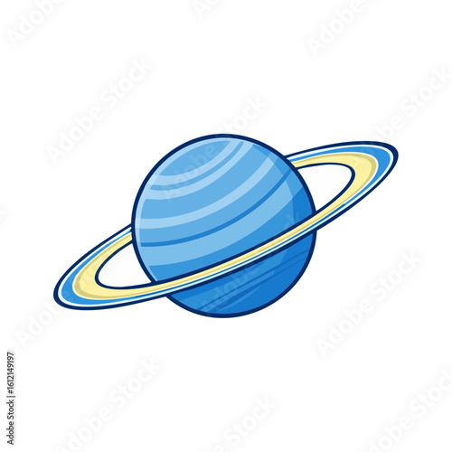 Stylized ringed planet illustration cosmic cartoon design for astronomy education