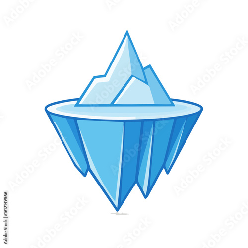 Cartoon iceberg illustration floating on black background polar sea ice arctic glacier environment