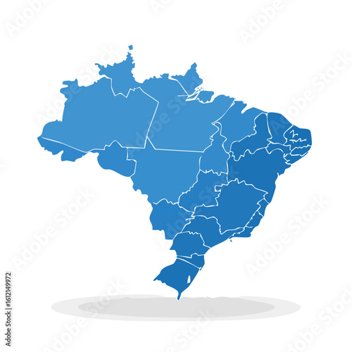 Brazil map illustration with state borders infographic cartography South America nation