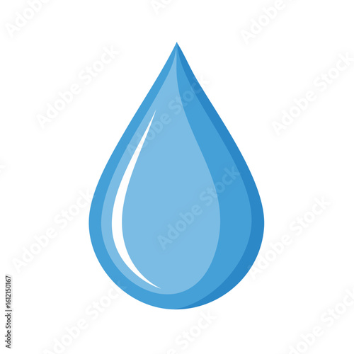 Isolated blue droplet icon with highlight and shadow on black background graphic illustration