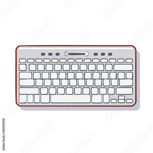 Wireless keyboard illustration for office work or home use gray white brown colors technology keys keyset device