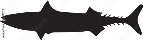 Silhouette of a Predatory Fish with Prominent Fins and Sharp Teeth A Striking Marine Graphic