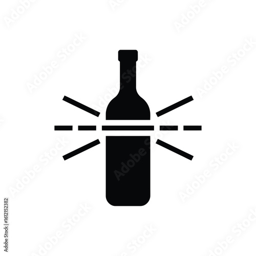 Black silhouette of a bottle with scanning lines indicating a barcode or product identification