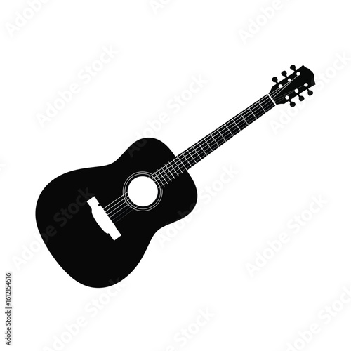 Acoustic guitar silhouette isolated on a white background