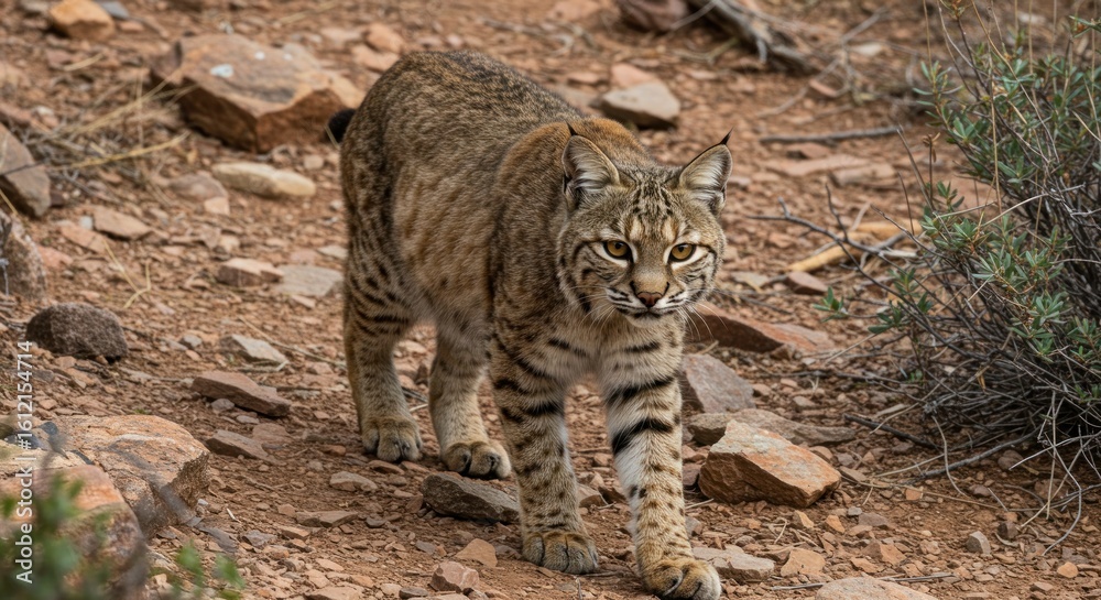 Obraz premium Wildcat on rocky terrain (1)