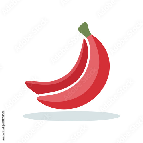 Two red bananas exotic tropical fruit on black background illustration flat design concept healthy fresh nutrition vegetarian dieting