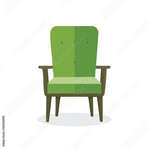 Stylish green armchair illustration with buttons minimalist furniture design
