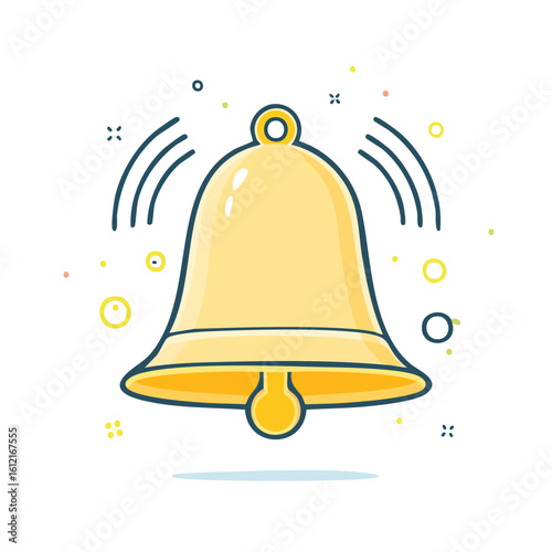 Ringing Bell Icon Graphic Alert Notification Reminder Message Cartoon