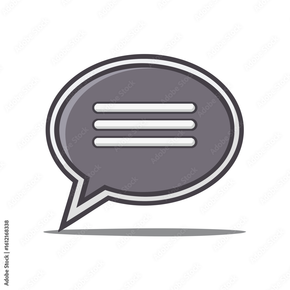 Gray Speech Bubble Icon with Lines Communication symbol for message text and dialogue in conversations or newsletters Gray Speech Bubble Icon with Lines Communication symbol for message text and dialogue in conversations or newsletters