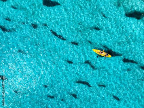 Aerial view of a kayakers p...