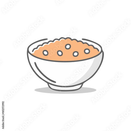 Bowl of Grain: Conceptual illustration of a simple bowl filled with grains for breakfast or side dish.