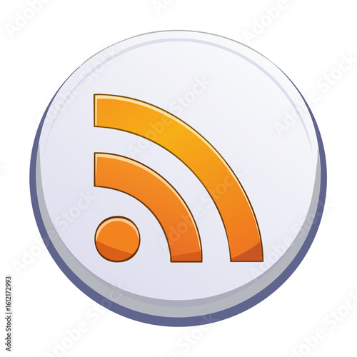 Orange RSS Feed Icon in Circle Digital Content Sharing and News Publication