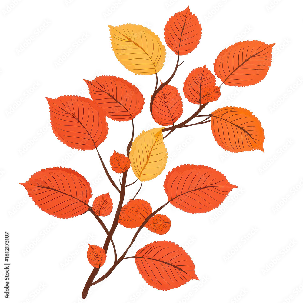 Obraz premium Elegant autumn branches. Autumn pattern with branches and leaves on a white background