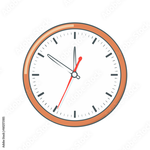 Classic round clock illustration showing time management with hour minute and second hands indicating the time