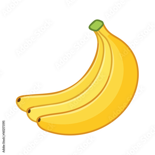 Three Yellow Bananas Fresh Fruit Illustration Tropical Delicious Vitamins Health Food Diet