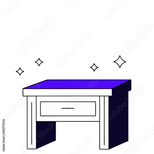 Wooden table icon in purple and white colors
