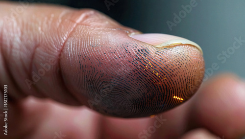 Close-up Photograph of a Soiled Human Thumbprint