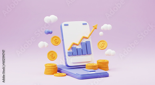 Mobile Financial Growth & Online Investment: Banking App, Stock Market, Digital Wealth, & Profit Management - FinTech, E-commerce, & Secure Transactions