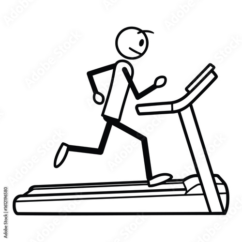Stick figure running on treadmill exercise fitness