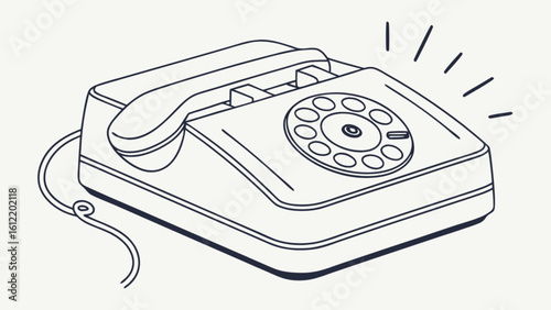 Vintage rotary dial telephone illustration for communication and old technology design vector graphic asset