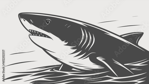 Great white shark vector illustration predatory sea animal ocean wildlife dangerous marine life swimming in water