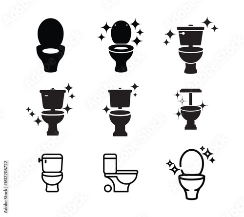 Please flush toilet after use sign, logo, badge, icon, sticker, label, emblem, stamp, symbol, black, line, flat vector, isolated illustration.