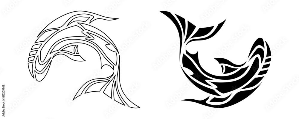 Fototapeta premium Set of fish images