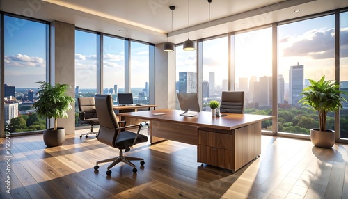 Modern office suite with city views