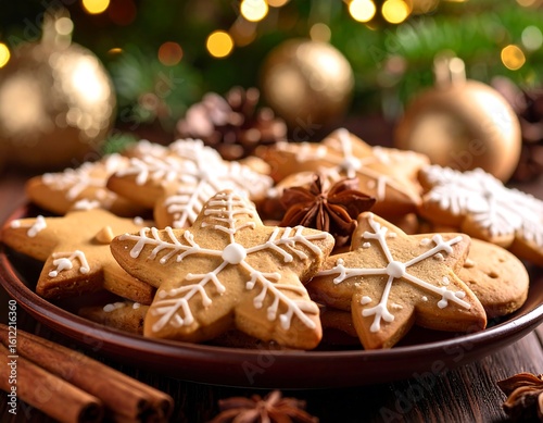 Festive gingerbread cookies on a plate