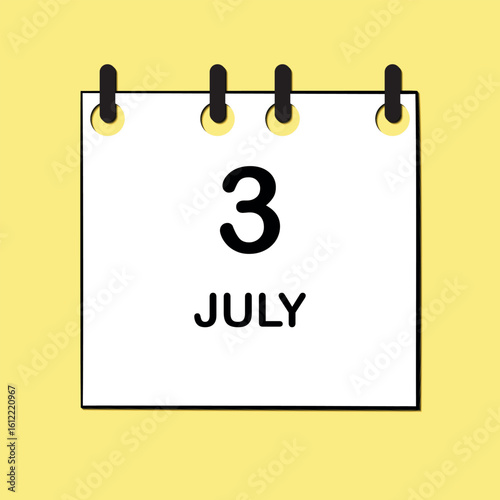 July 3. Daily Calendar icon for design. Simple design for business brochure, flyer, print media, advertisement. Easily editable.