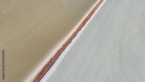 Aerial drone view of Dampier Salt Pools in Port Hedland, Western Australia