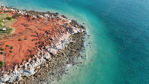 Aerial drone view of Gantheaume Point in Broome, Western Australia