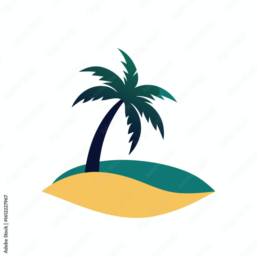 Fototapeta premium a palm tree sand dune below island base icon