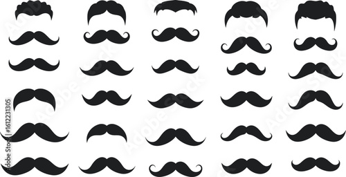 Black Moustache Styles Collection - AI Generative
